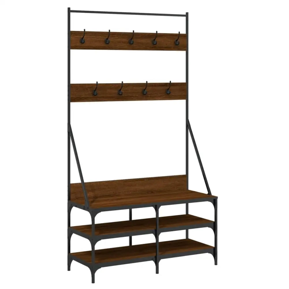 Kledingrek met schoenenrek 100x40x184 cm bruin eikenkleur - Kledingrekken & kastinrichting