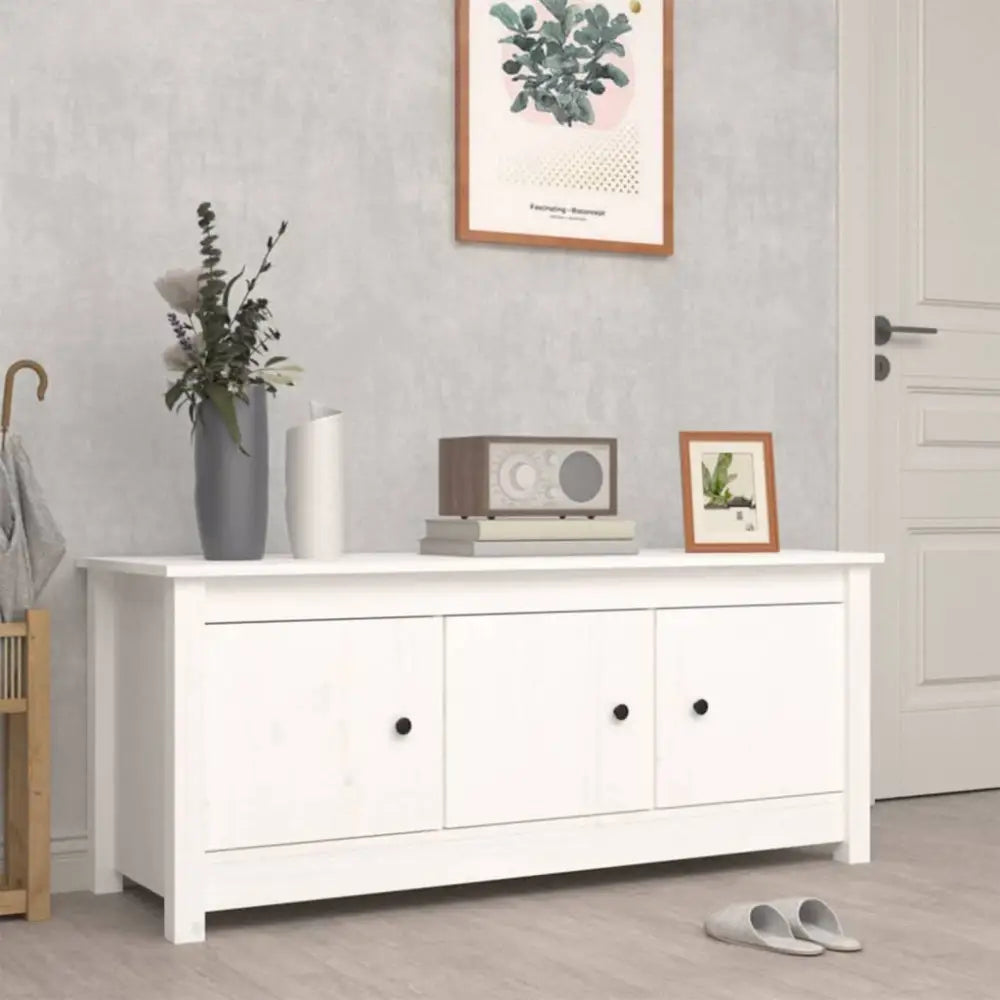 Schoenenkast 110x38x45,5 cm massief grenenhout wit - Schoenenrekken