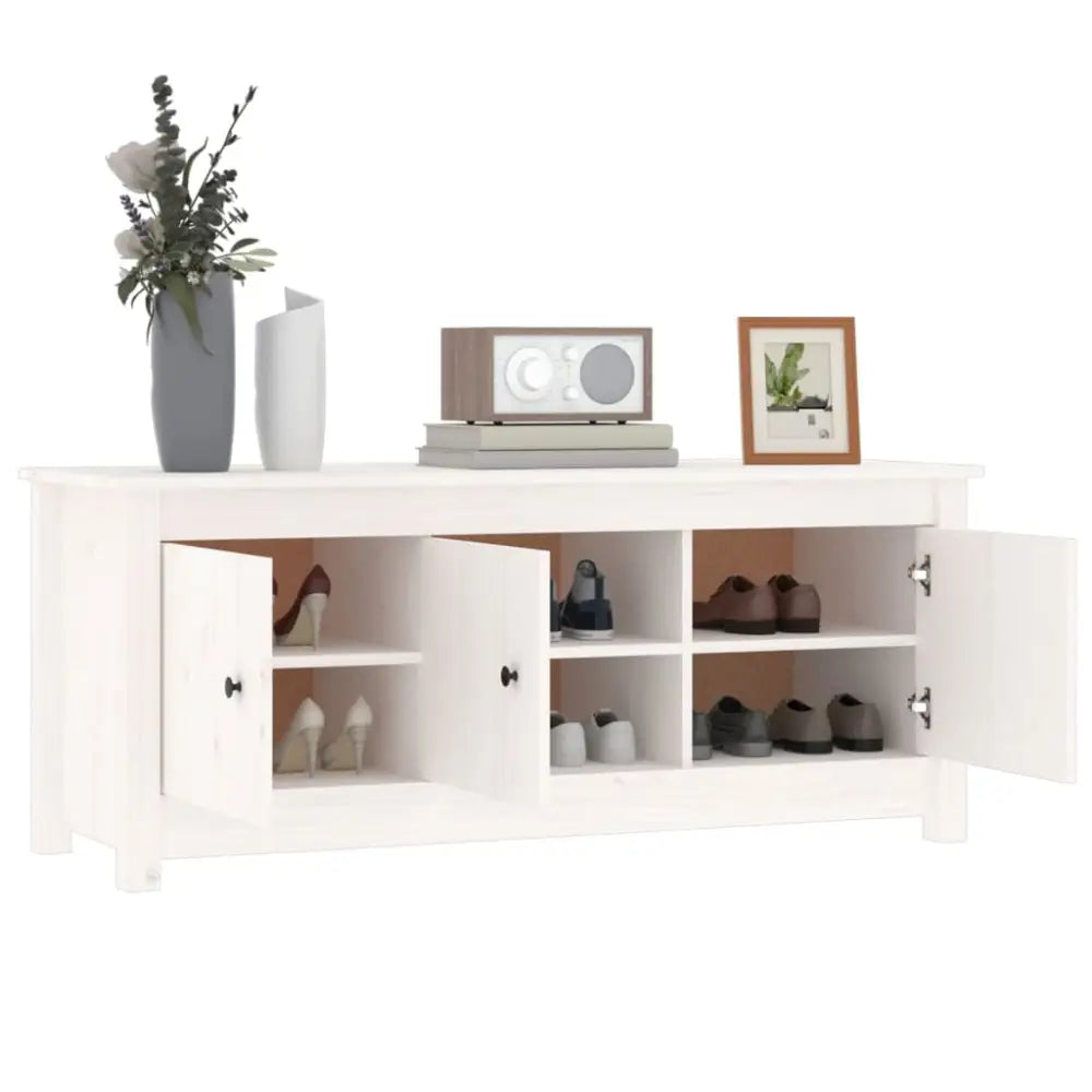 Schoenenkast 110x38x45,5 cm massief grenenhout wit - Schoenenrekken