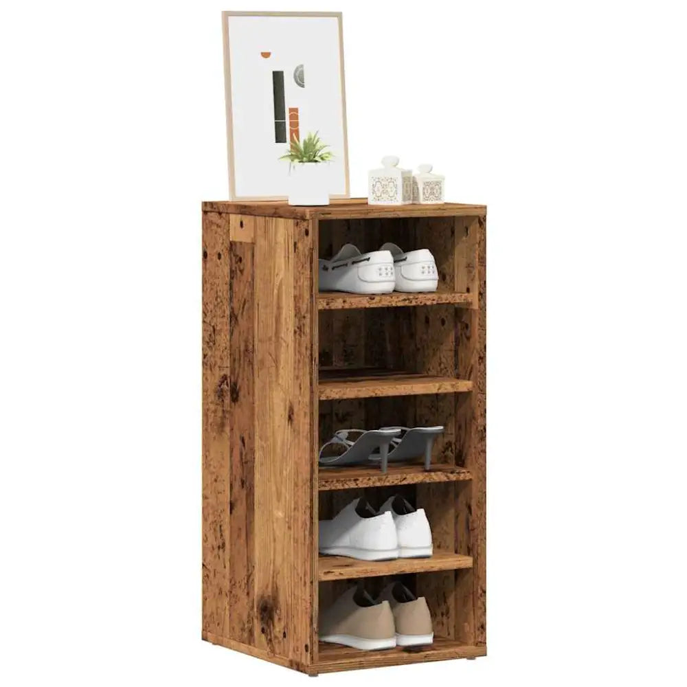 Schoenenkast 32x35x70 cm bewerkt hout oud houtkleurig - Schoenenrekken