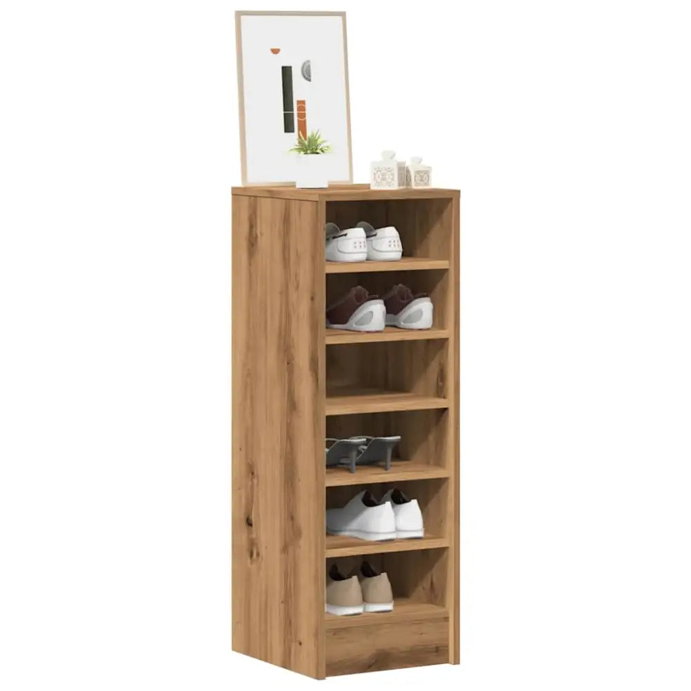 Schoenenkast 32x35x92 cm bewerkt hout artisanaal eikenkleur - Schoenenrekken