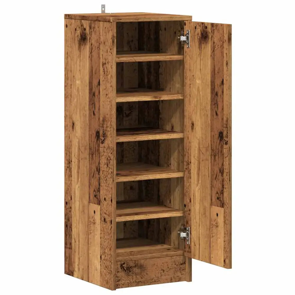 Schoenenkast 32x35x92 cm bewerkt hout oud houtkleurig - Schoenenrekken