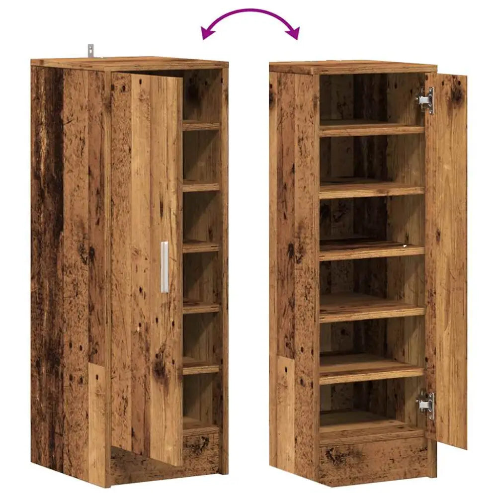 Schoenenkast 32x35x92 cm bewerkt hout oud houtkleurig - Schoenenrekken