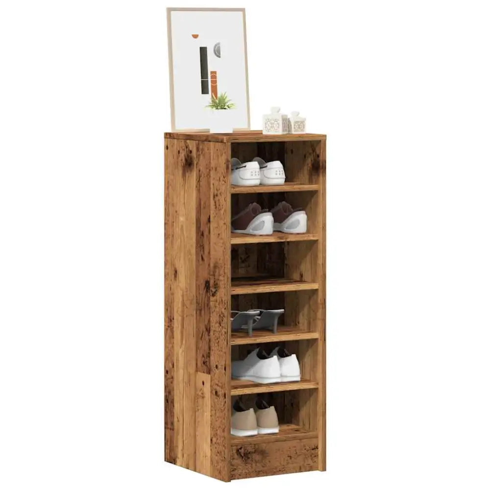 Schoenenkast 32x35x92 cm bewerkt hout oud houtkleurig - Schoenenrekken