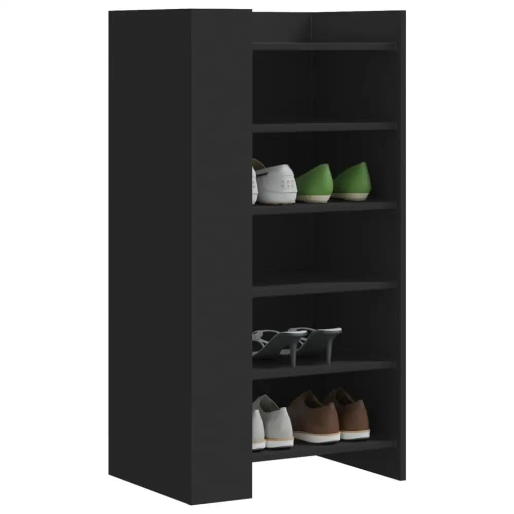 Schoenenkast 52x37,5x100 cm bewerkt hout zwart - Schoenenrekken