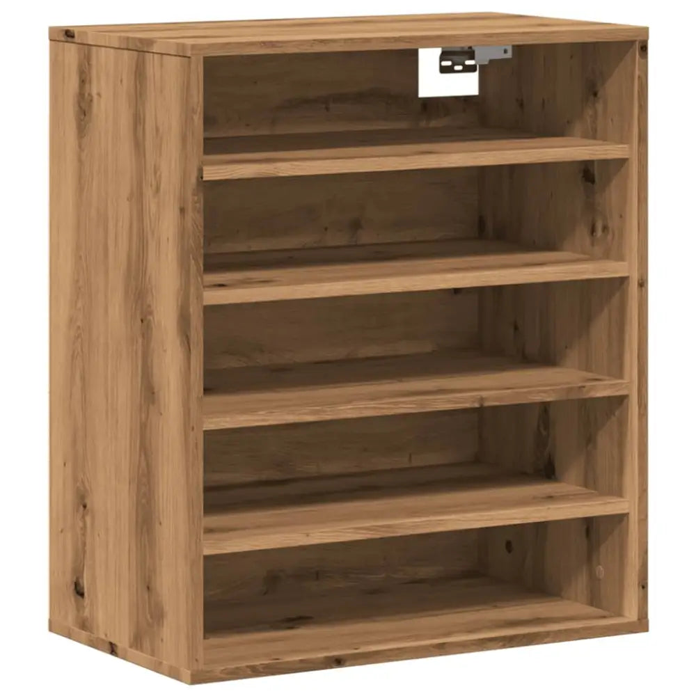 Schoenenkast 60x35x70 cm bewerkt hout artisanaal eikenkleur - Schoenenrekken