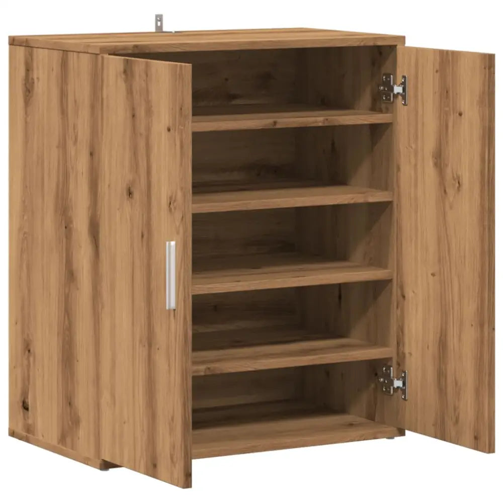 Schoenenkast 60x35x70 cm bewerkt hout artisanaal eikenkleur - Schoenenrekken
