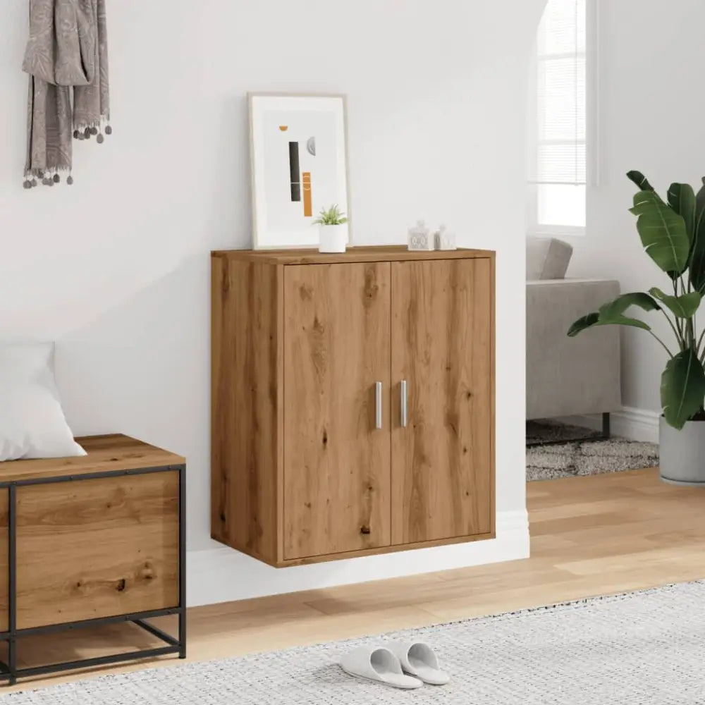 Schoenenkast 60x35x70 cm bewerkt hout artisanaal eikenkleur - Schoenenrekken