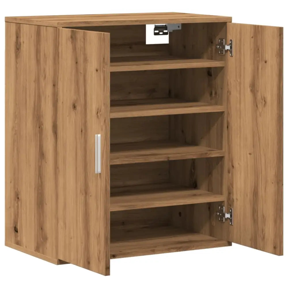 Schoenenkast 60x35x70 cm bewerkt hout artisanaal eikenkleur - Schoenenrekken