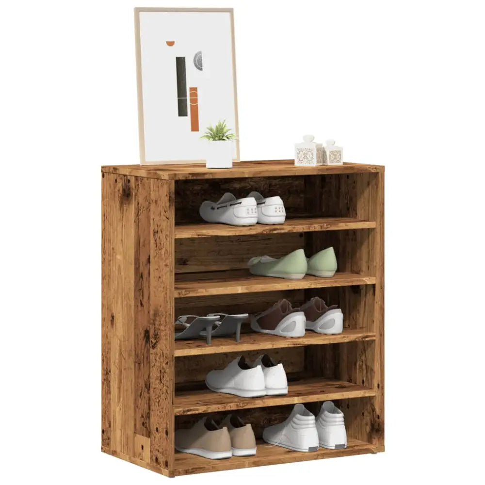 Schoenenkast 60x35x70 cm bewerkt hout oud houtkleurig - Schoenenrekken