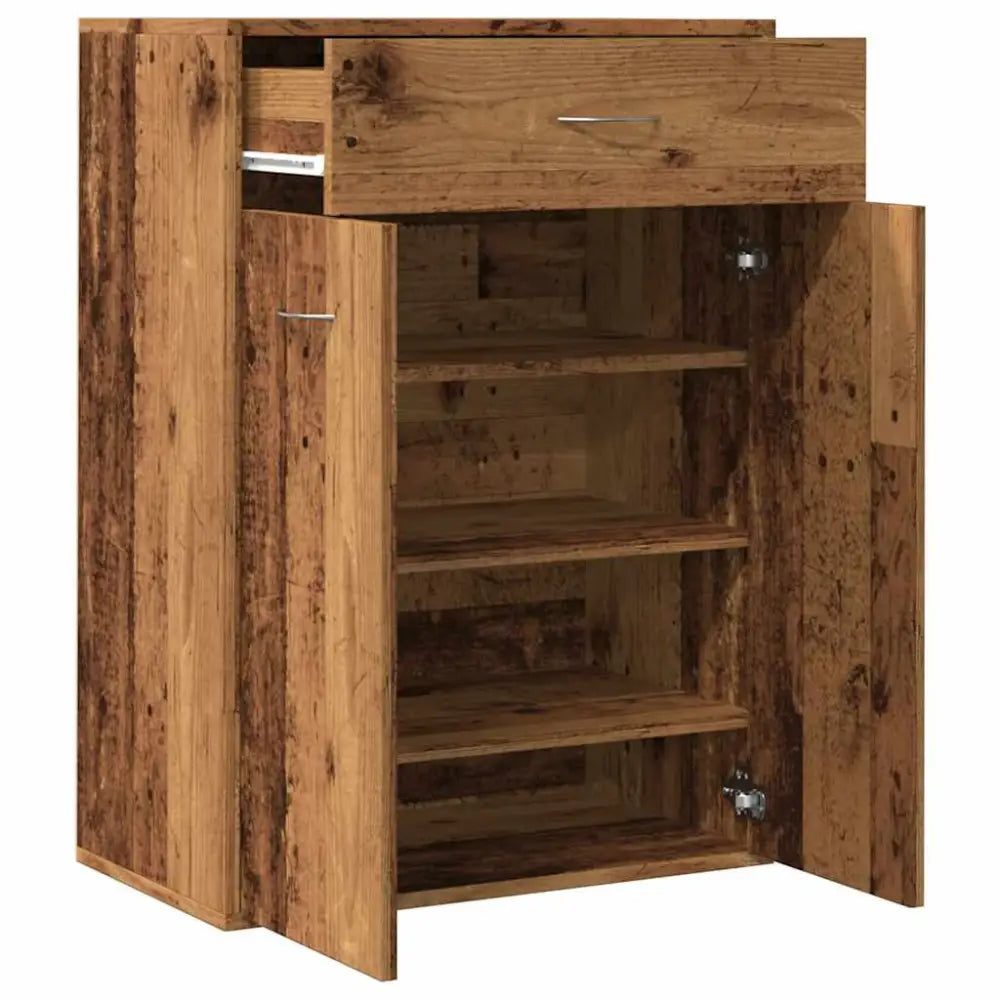 Schoenenkast 60x35x84 cm bewerkt hout oud houtkleurig - Schoenenrekken