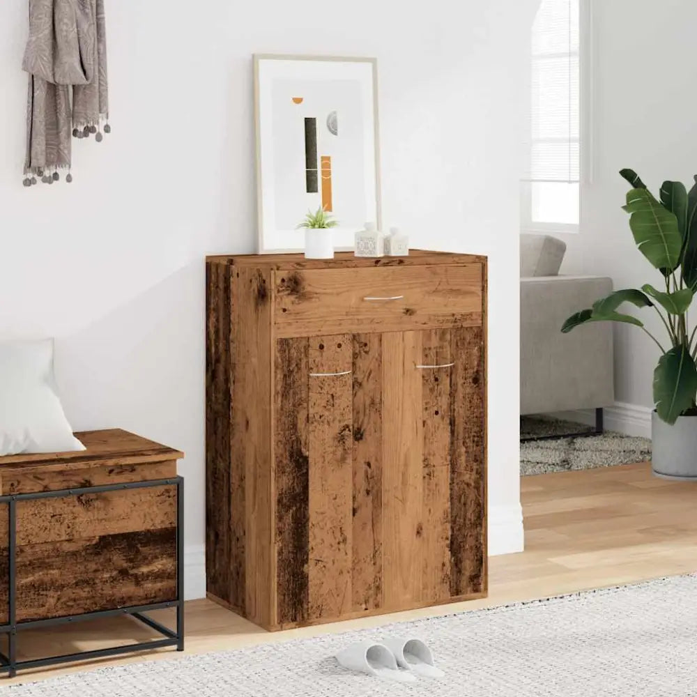 Schoenenkast 60x35x84 cm bewerkt hout oud houtkleurig - Schoenenrekken