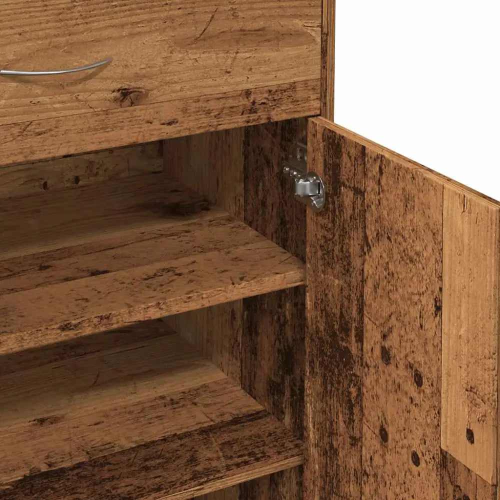 Schoenenkast 60x35x84 cm bewerkt hout oud houtkleurig - Schoenenrekken