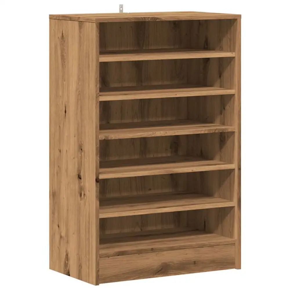 Schoenenkast 60x35x92 cm bewerkt hout artisanaal eikenkleur - Schoenenrekken