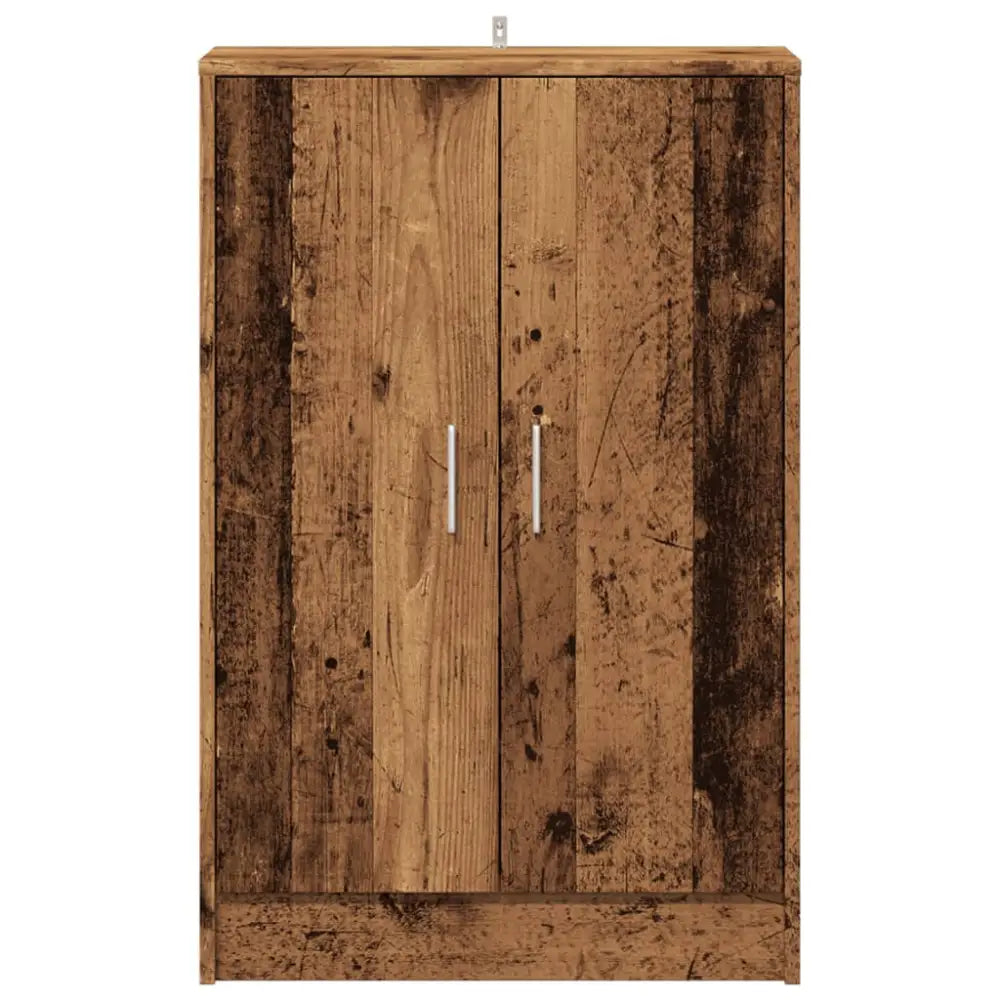 Schoenenkast 60x35x92 cm bewerkt hout oud houtkleurig - Schoenenrekken