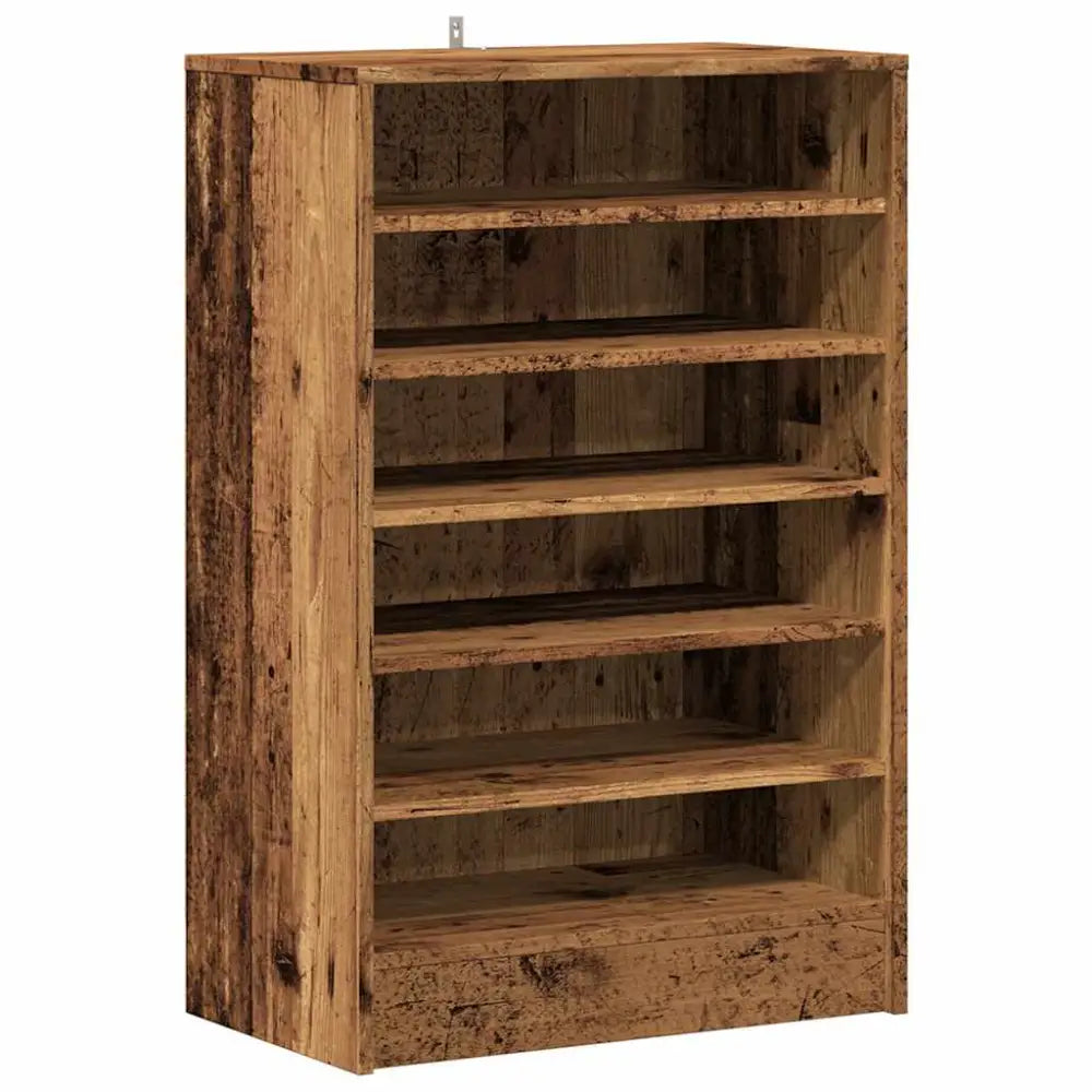 Schoenenkast 60x35x92 cm bewerkt hout oud houtkleurig - Schoenenrekken
