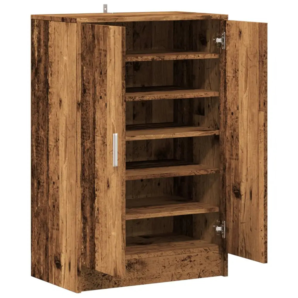 Schoenenkast 60x35x92 cm bewerkt hout oud houtkleurig - Schoenenrekken