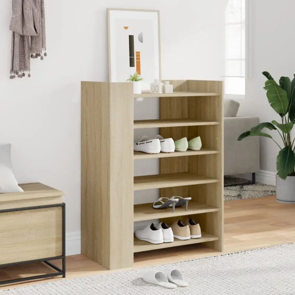 Schoenenkast 74,5x37,5x100 cm bewerkt hout sonoma eikenkleurig - Schoenenrekken