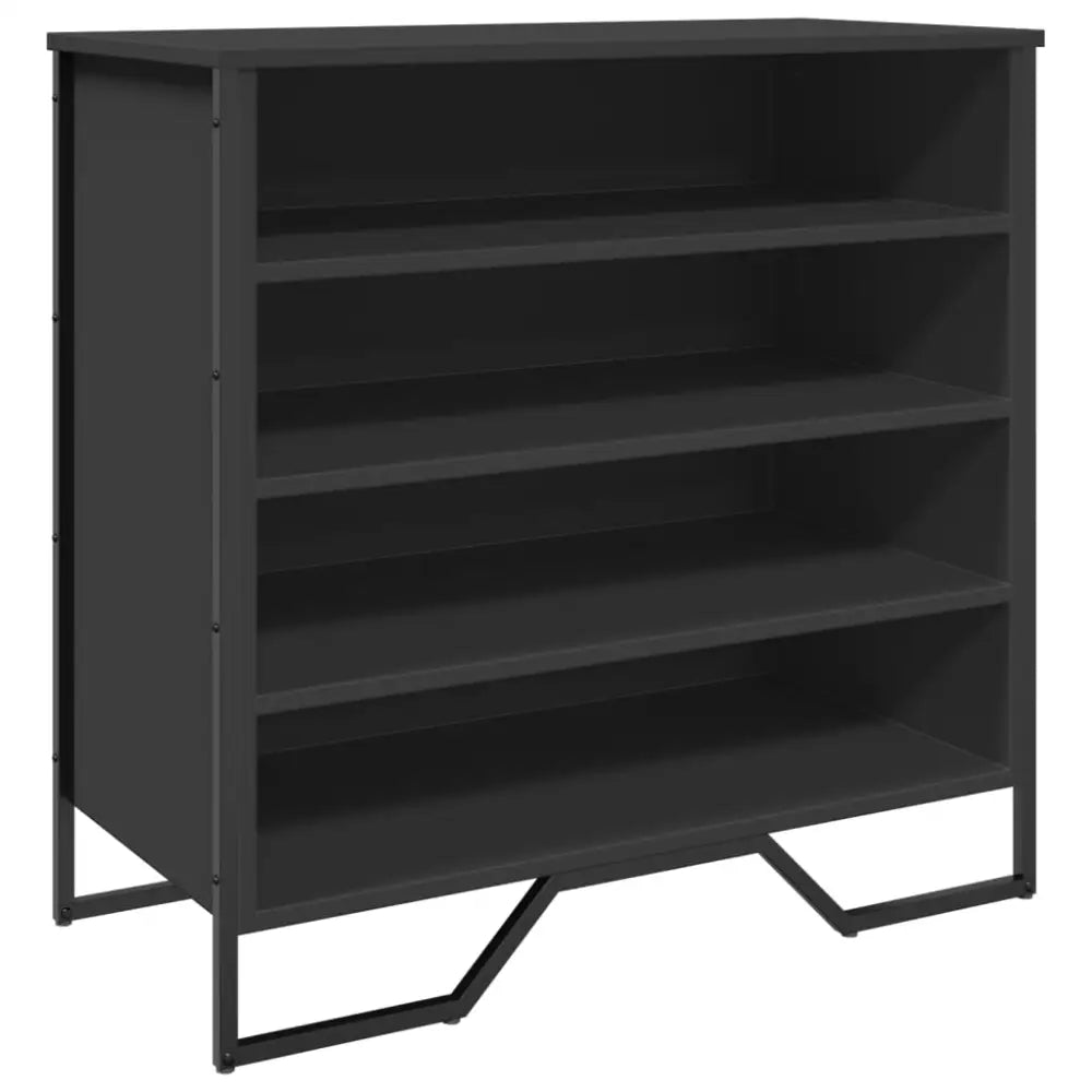 Schoenenkast 80x38x78 cm bewerkt hout zwart - Schoenenrekken