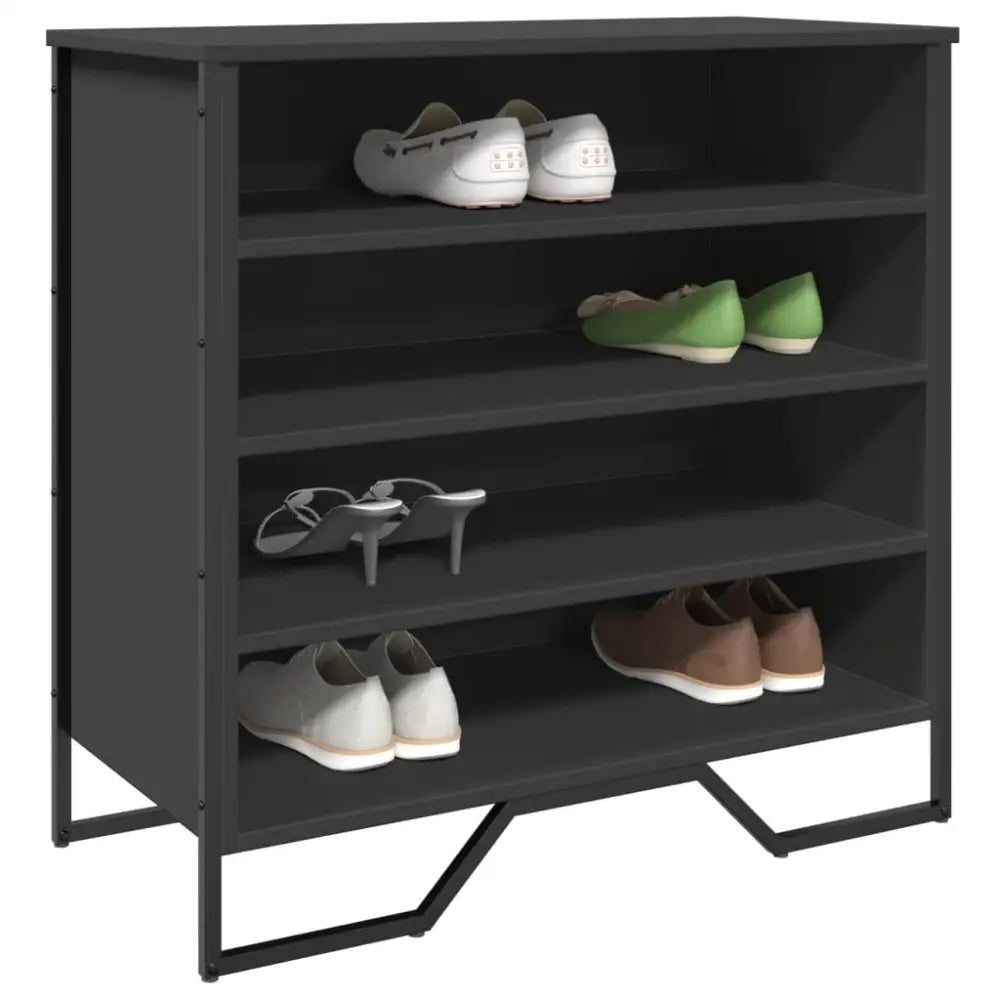 Schoenenkast 80x38x78 cm bewerkt hout zwart - Schoenenrekken