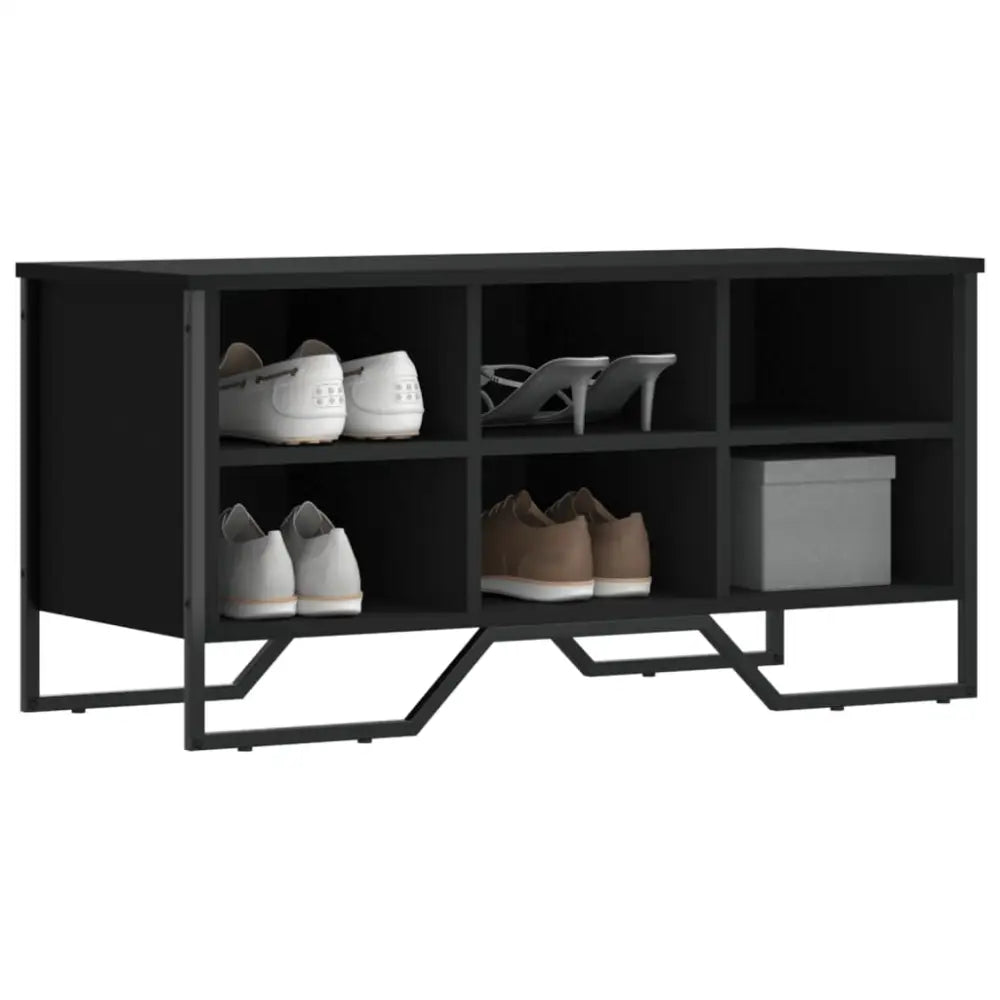 Schoenenkast 90x38x45,5 cm bewerkt hout zwart - Schoenenrekken