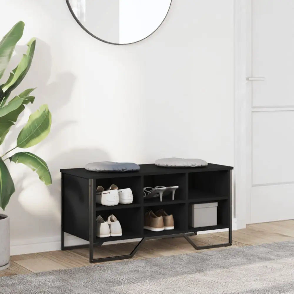 Schoenenkast 90x38x45,5 cm bewerkt hout zwart - Schoenenrekken