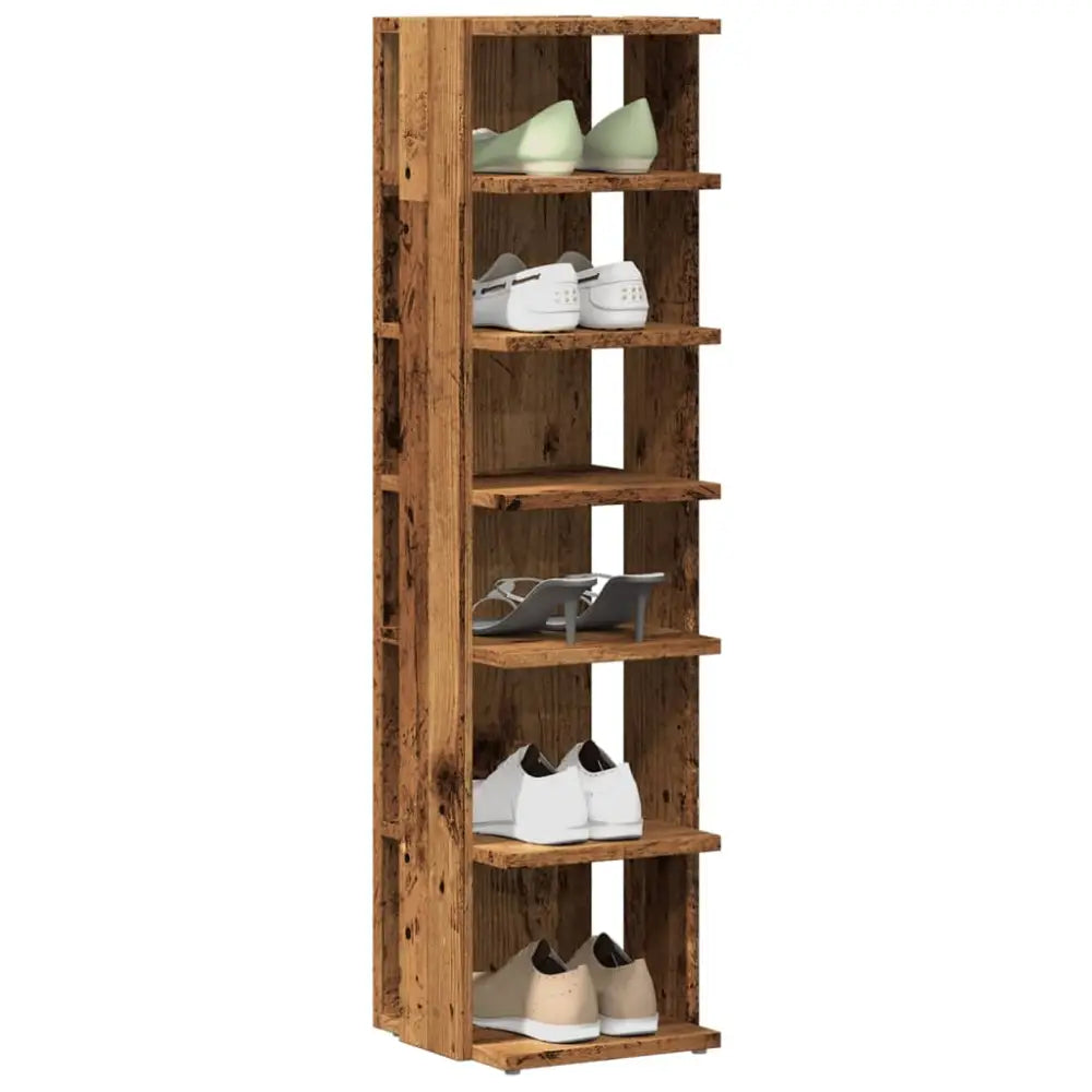 Schoenenkasten 2 st 28x27x102 cm bewerkt hout oud houtkleurig - Schoenenrekken