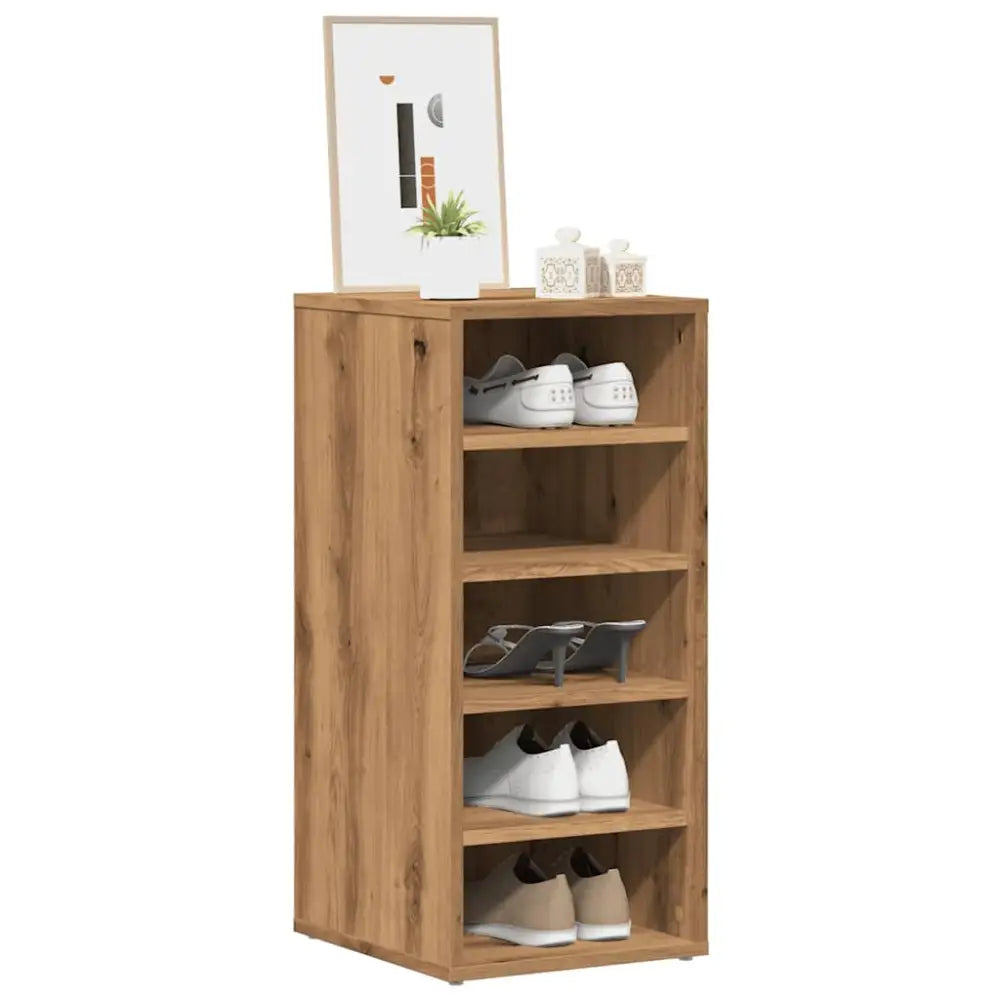 Schoenenkasten 2 st 32x35x70 cm bewerkt hout artisanaal eiken - Schoenenrekken