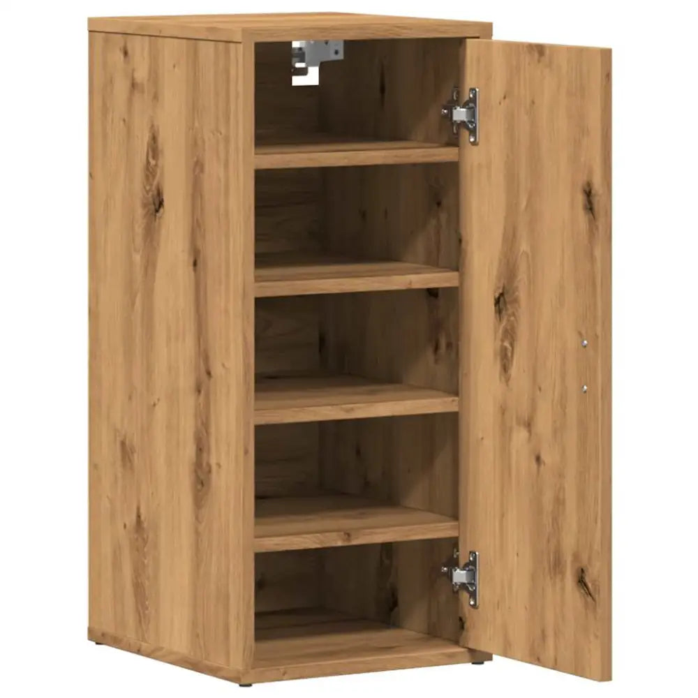 Schoenenkasten 2 st 32x35x70 cm bewerkt hout artisanaal eiken - Schoenenrekken