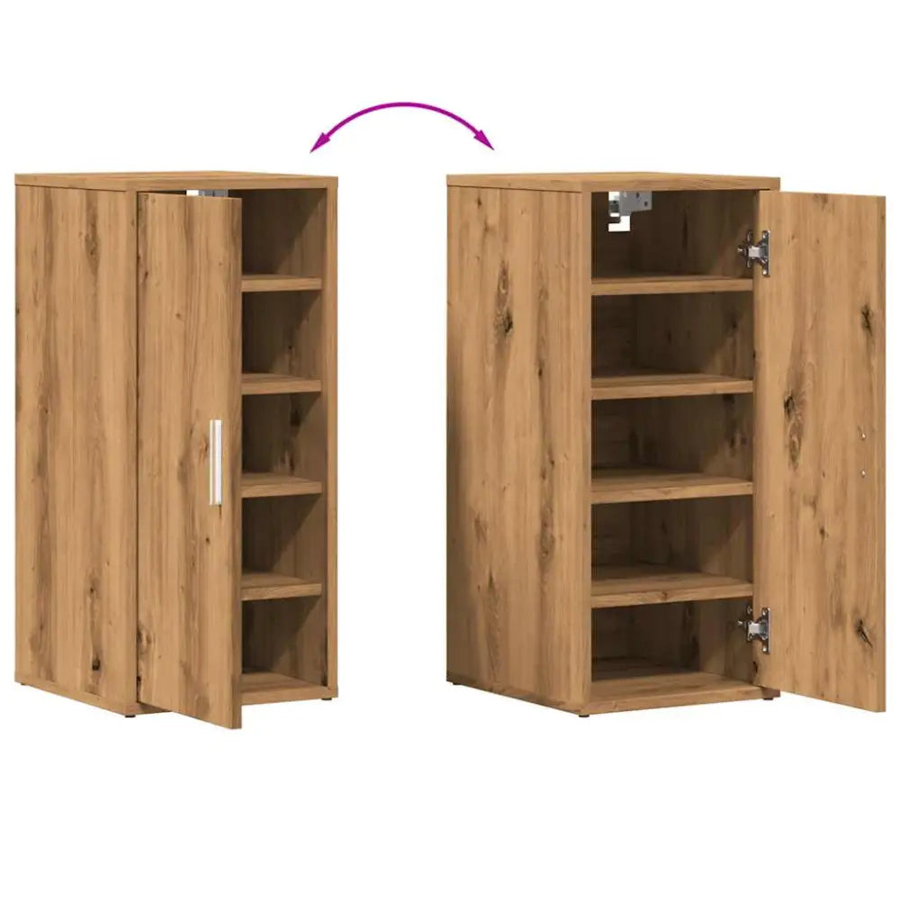 Schoenenkasten 2 st 32x35x70 cm bewerkt hout artisanaal eiken - Schoenenrekken